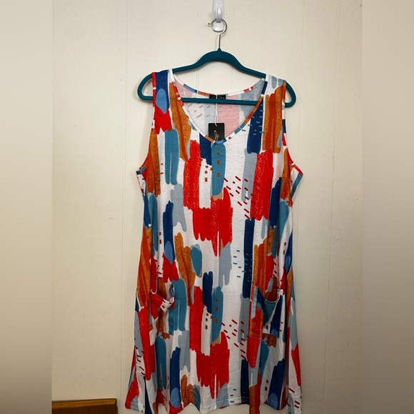 NWT V Neck Sleeveless Dress Sundresses with Pockets Floral 2XL - Picture 1 of 4